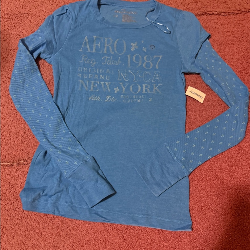 Aeropostale Light Blue Graphic Long Sleeve Tee